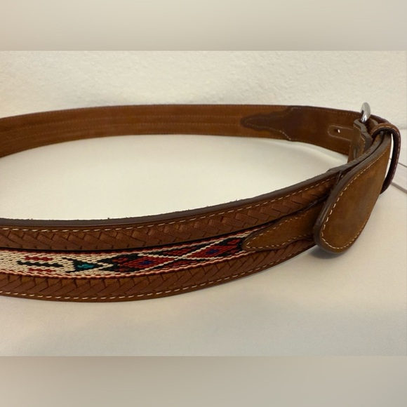 Tony Lama Laced Edge Horsehair Ribbon Western Leather Belt - Picture 4 of 12
